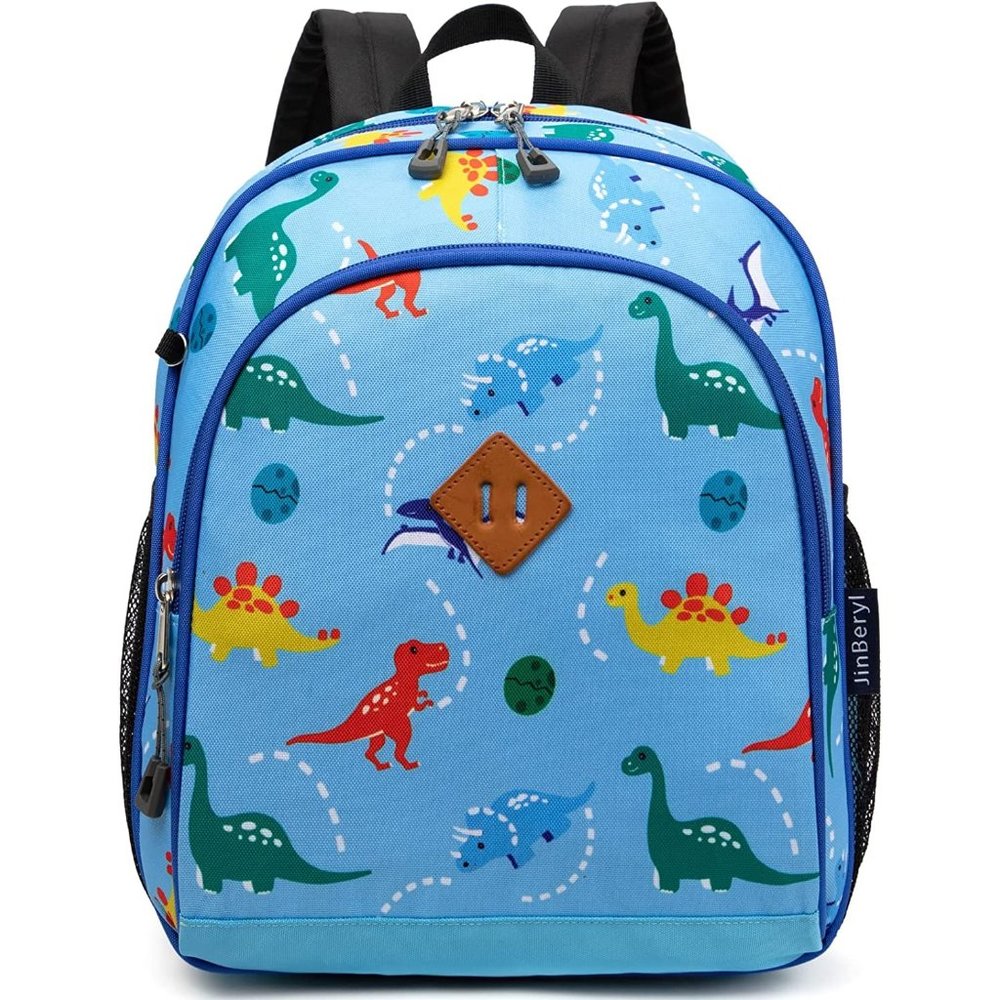 Boys 12 Inch Sky Blue Dinosaur Toddler Backpack for Preschool or Kindergarten